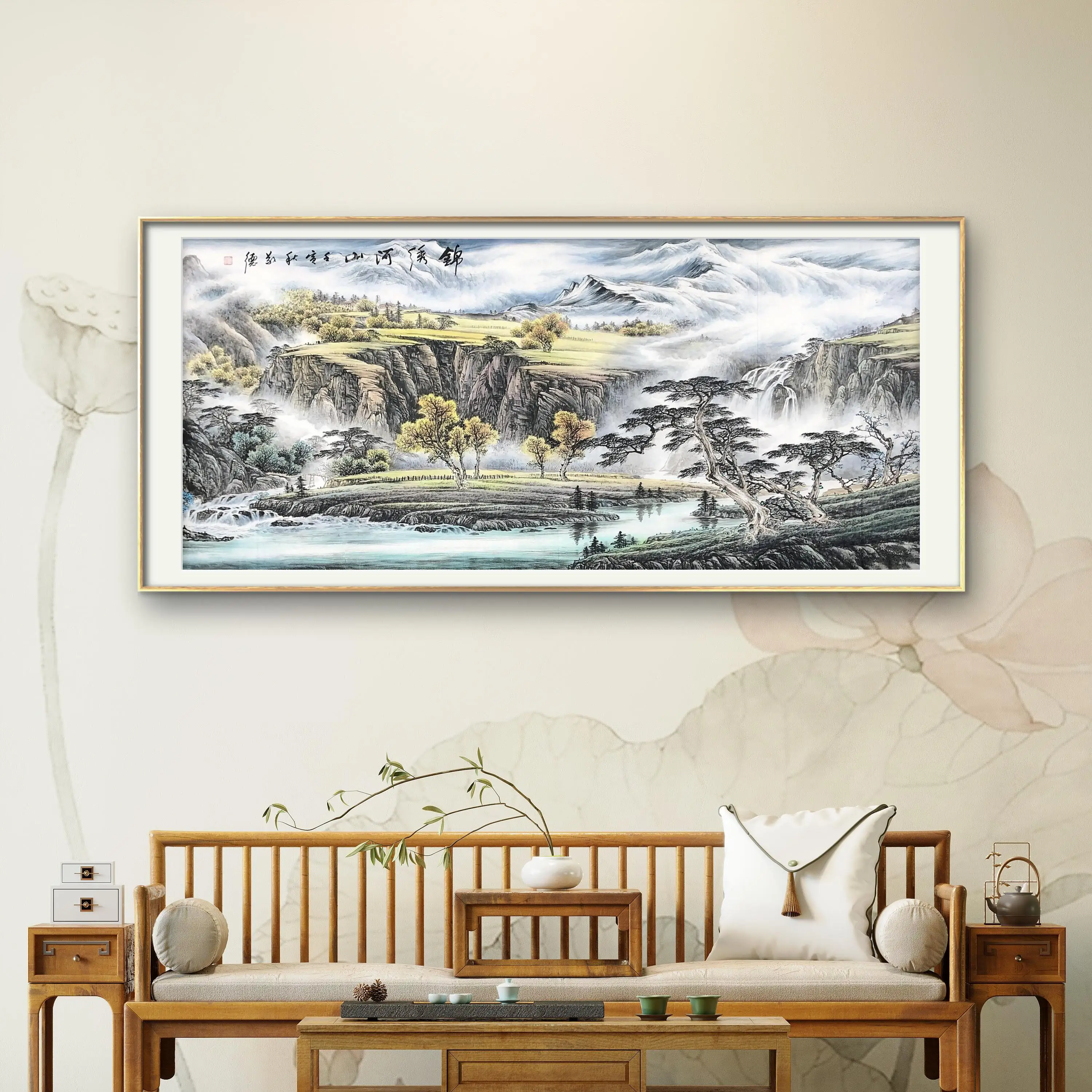 Chinese landscape painting master authentic hand-painted beautiful river and mountain office sofa wall art
Chinese landscape painting master authentic hand-painted beautiful river and mountain office sofa wall art