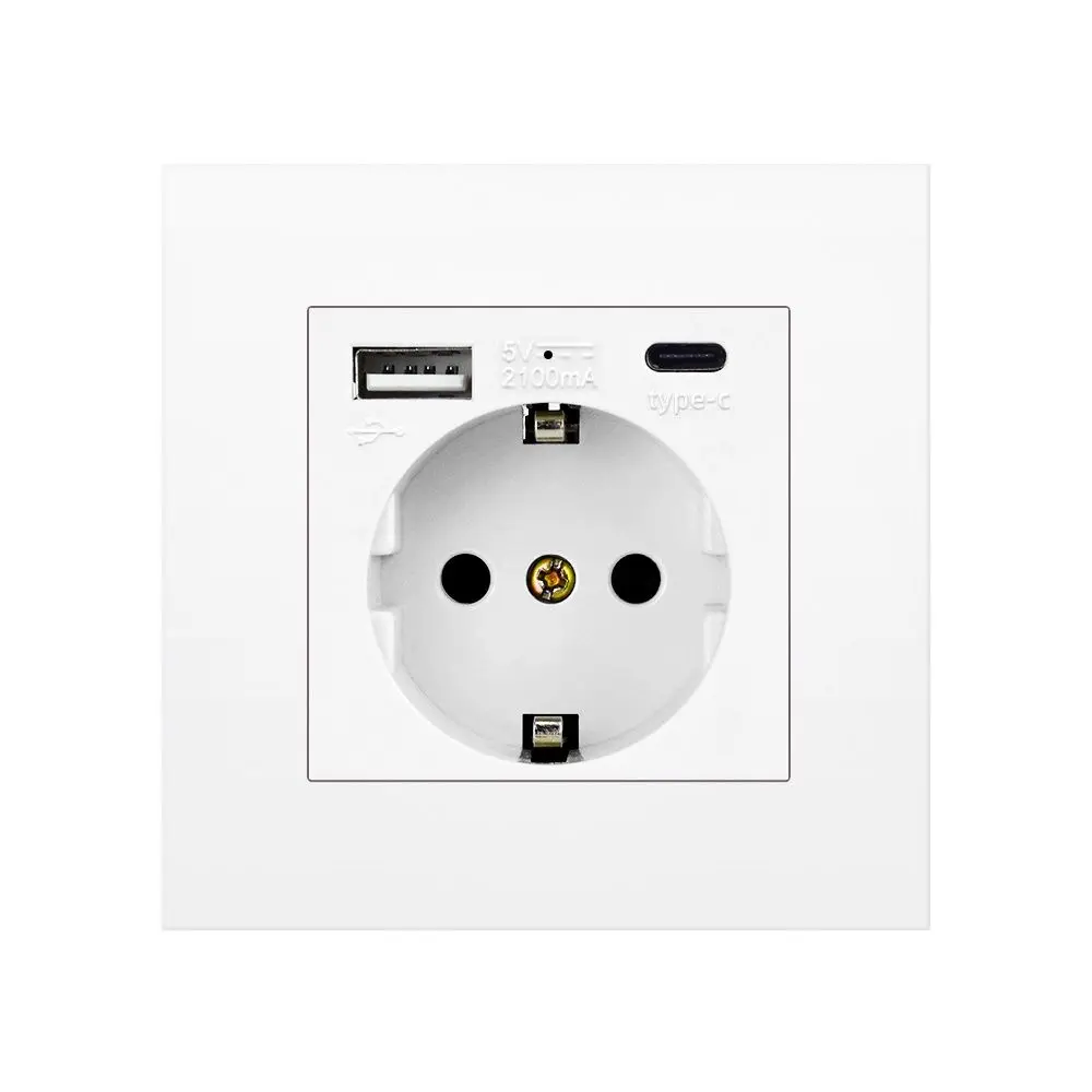 VISWE EU Standard Wall Power Socket Grounded USB Type A & Type-C Charge Port 5V 2100mA PC Panel,16A Power Socket AC110V-250V
VISWE EU Standard Wall Power Socket Grounded USB Type A & Type-C Charge Port 5V 2100mA PC Panel,16A Power Socket AC110V-250V