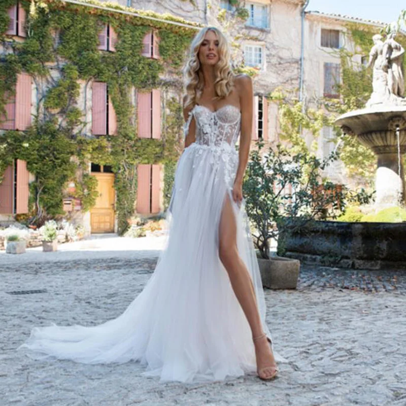 Kejiadian Summer High Split Beach Wedding Dress Backless V Neck A Line Lace Floral Appliqued Boho Bridal Gowns Vestido De Noiva
Kejiadian Summer High Split Beach Wedding Dress Backless V Neck A Line Lace Floral Appliqued Boho Bridal Gowns Vestido De Noiva
