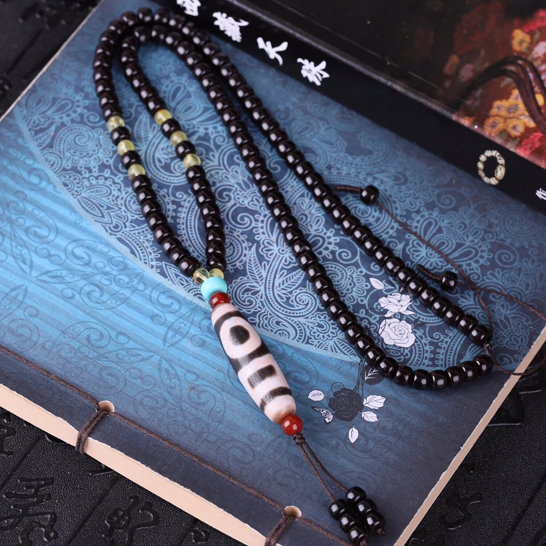 

Biżuteria naszyjnik tous joyeria mujer colar masculino sautoir femme long Tibetan to Pure Agate Dzi Pendant vietnamese agarwood