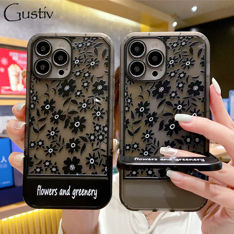 Luxury Holder Stand Bracket Phone Case For iPhone 14 13 12 Pro Max 11 7 8 Plus X XS XR Black Flower Pattern Silicone Soft Cover
Luxury Holder Stand Bracket Phone Case For iPhone 14 13 12 Pro Max 11 7 8 Plus X XS XR Black Flower Pattern Silicone Soft Cover