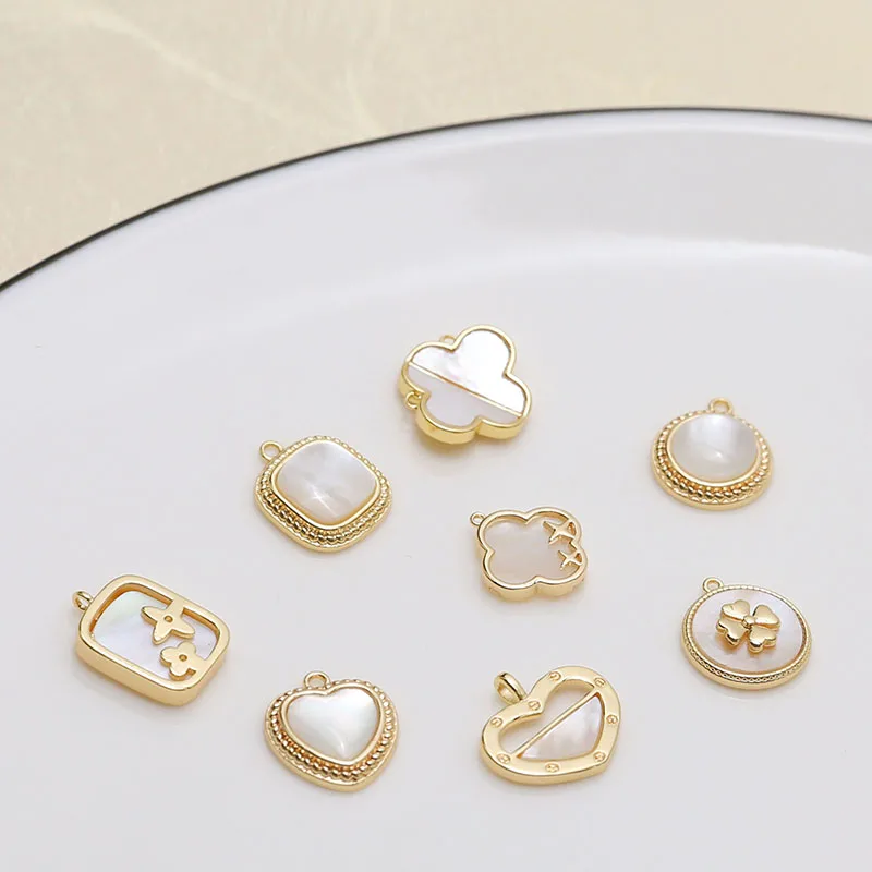 4pcs Diy Accessories Copper Encased Gold Color Inlaid Fritillaria Love Temperament Bracelet Necklace Pendant Charms For Jewelry
4pcs Diy Accessories Copper Encased Gold Color Inlaid Fritillaria Love Temperament Bracelet Necklace Pendant Charms For Jewelry