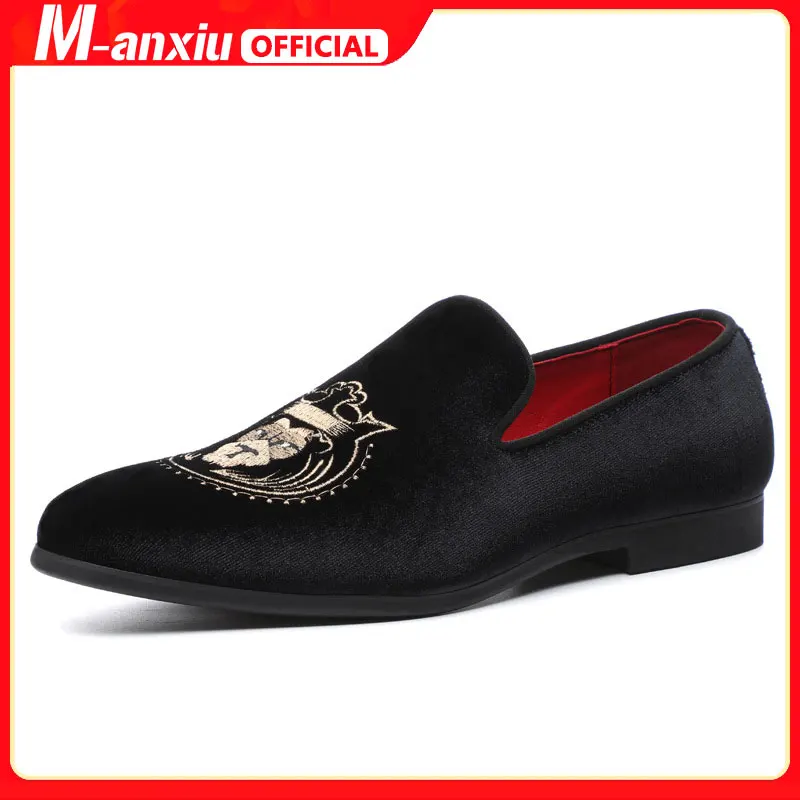 

M-anxiu Men Fashion Suede Leather Doug Shoes Casual Moccasin Flat Bowknot Slip-On Driver Shoes Dress Loafers Night Club Shoes