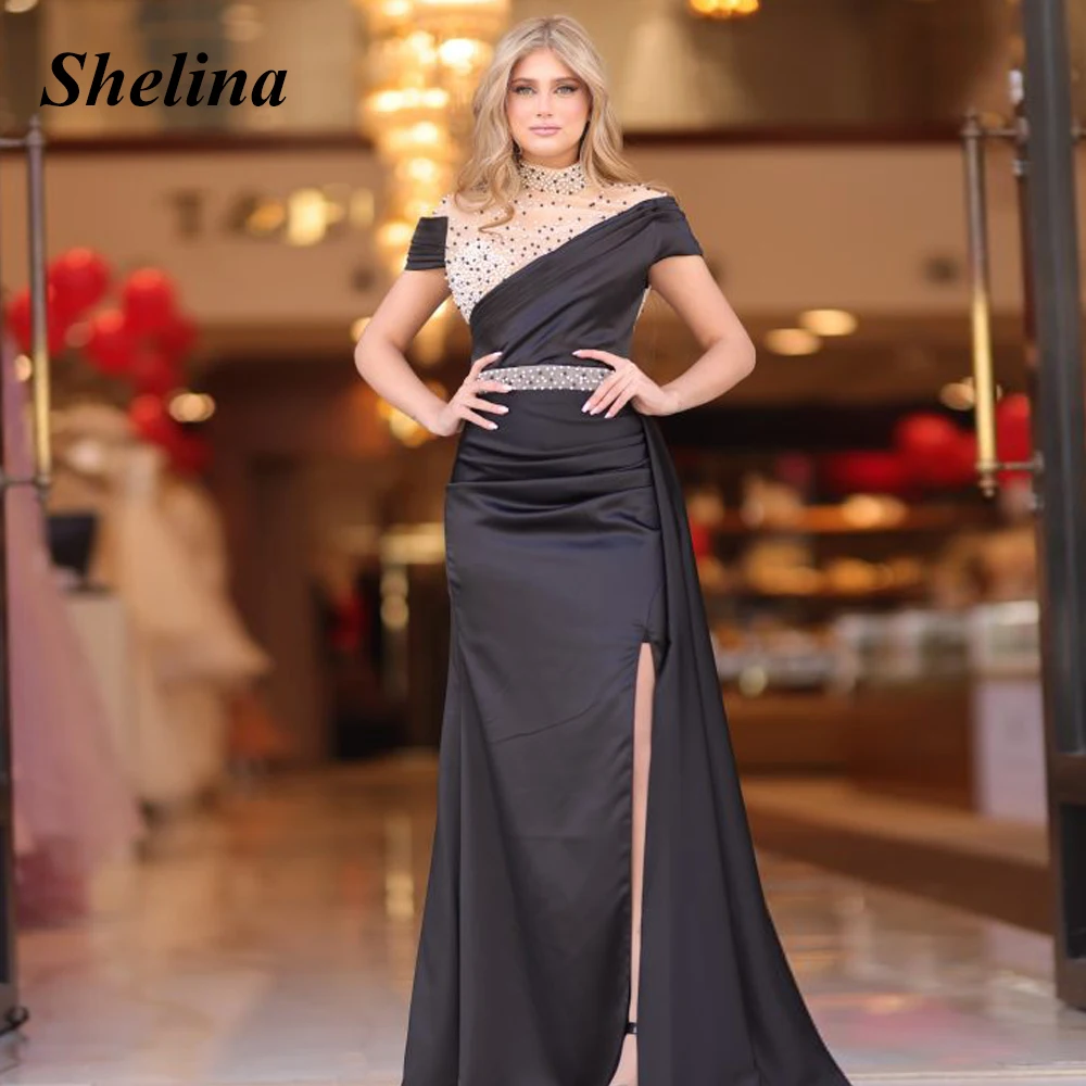 Shelina Fancy Satin Prom Dress Pleat High-Neck Split Mermaid Crystal Belt Party Dresses Vestido De Noche Personalised 2024
Shelina Fancy Satin Prom Dress Pleat High-Neck Split Mermaid Crystal Belt Party Dresses Vestido De Noche Personalised 2024