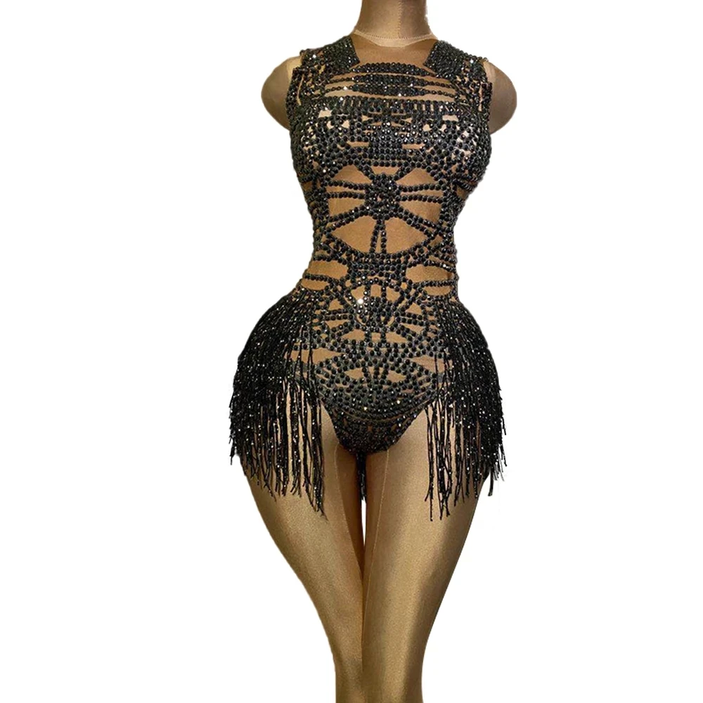 Singer Stage show Rhinestone Leotard Nightclub DS Dance Outfits Black Crystal Tassel Nude Dancer Bodysuit
Singer Stage show Rhinestone Leotard Nightclub DS Dance Outfits Black Crystal Tassel Nude Dancer Bodysuit