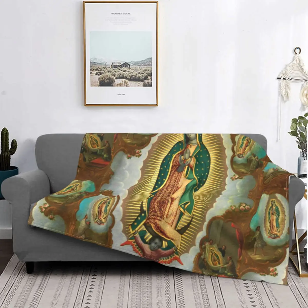 

Lady Of Guadalupe Virgin Mary Catholic Mexico Blankets Soft Flannel 3D Print Our Religious Throw Blanket for Sofa Office Bedding