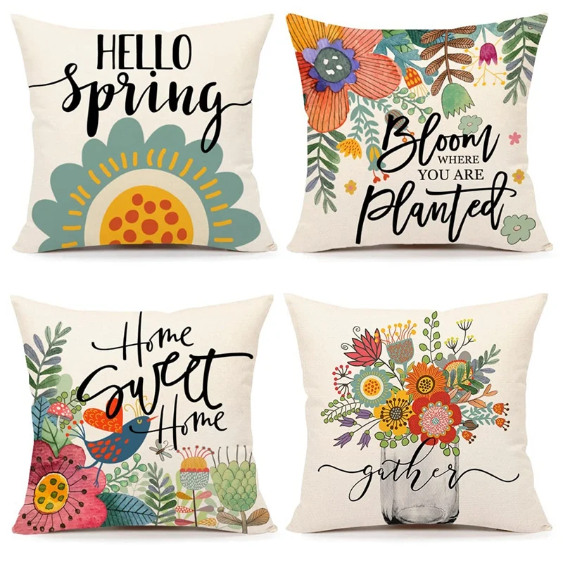 Spring Pillow Covers 18X18 Set Of 4 Farmhouse Throw Pillows Decor Spring Decorations Flowers Throw Cushion Case For Home
Spring Pillow Covers 18X18 Set Of 4 Farmhouse Throw Pillows Decor Spring Decorations Flowers Throw Cushion Case For Home