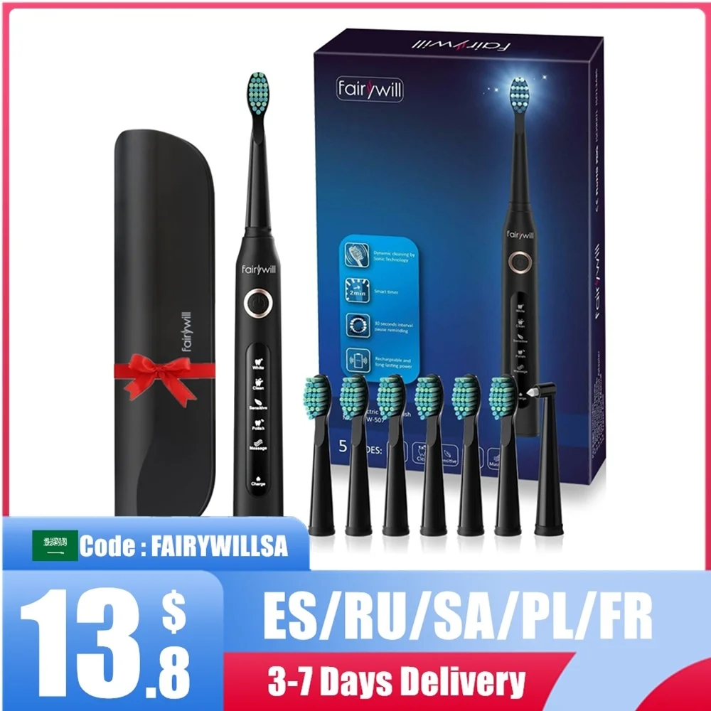 Electric Sonic Toothbrush USB Charge FW-507 Rechargeable Waterproof Electronic Tooth Brushes Replacement Heads Adult
Electric Sonic Toothbrush USB Charge FW-507 Rechargeable Waterproof Electronic Tooth Brushes Replacement Heads Adult