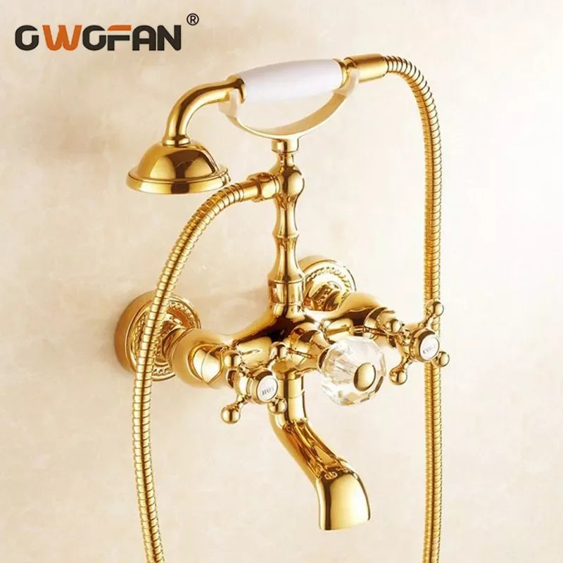 Shower Faucets Golden Bathroom Bathtub Faucet Brass Wall Mounted Telephone Style Shower Cabin Washing Machine Mixer Tap HJ-5018K
Shower Faucets Golden Bathroom Bathtub Faucet Brass Wall Mounted Telephone Style Shower Cabin Washing Machine Mixer Tap HJ-5018K