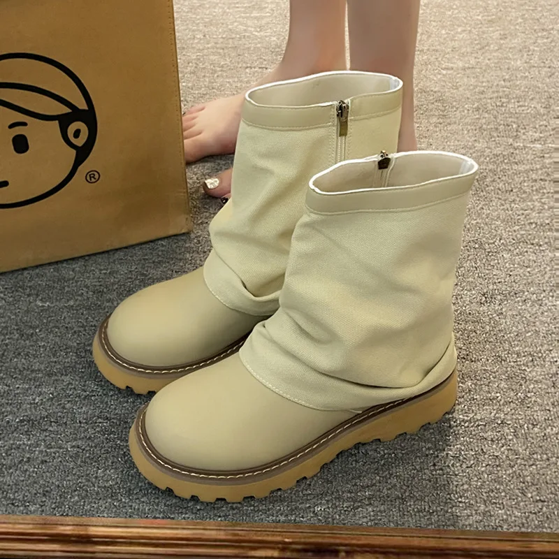Shoes Med Heel Boots Luxury Designer Round Toe Zipper Boots-Women Ladies Fashion Flat Ankle Summer Rock 2023 Cotton Fabric Rome
Shoes Med Heel Boots Luxury Designer Round Toe Zipper Boots-Women Ladies Fashion Flat Ankle Summer Rock 2023 Cotton Fabric Rome