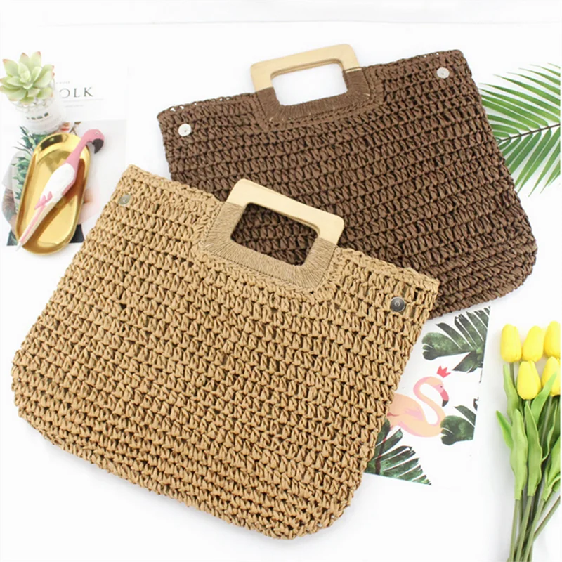 

Vintage Bohemian Straw Bag for Women Summer Large Capacity Beach Handbags Rattan Handmade Kintted Travel Pouch Lady Bolsas Mujer