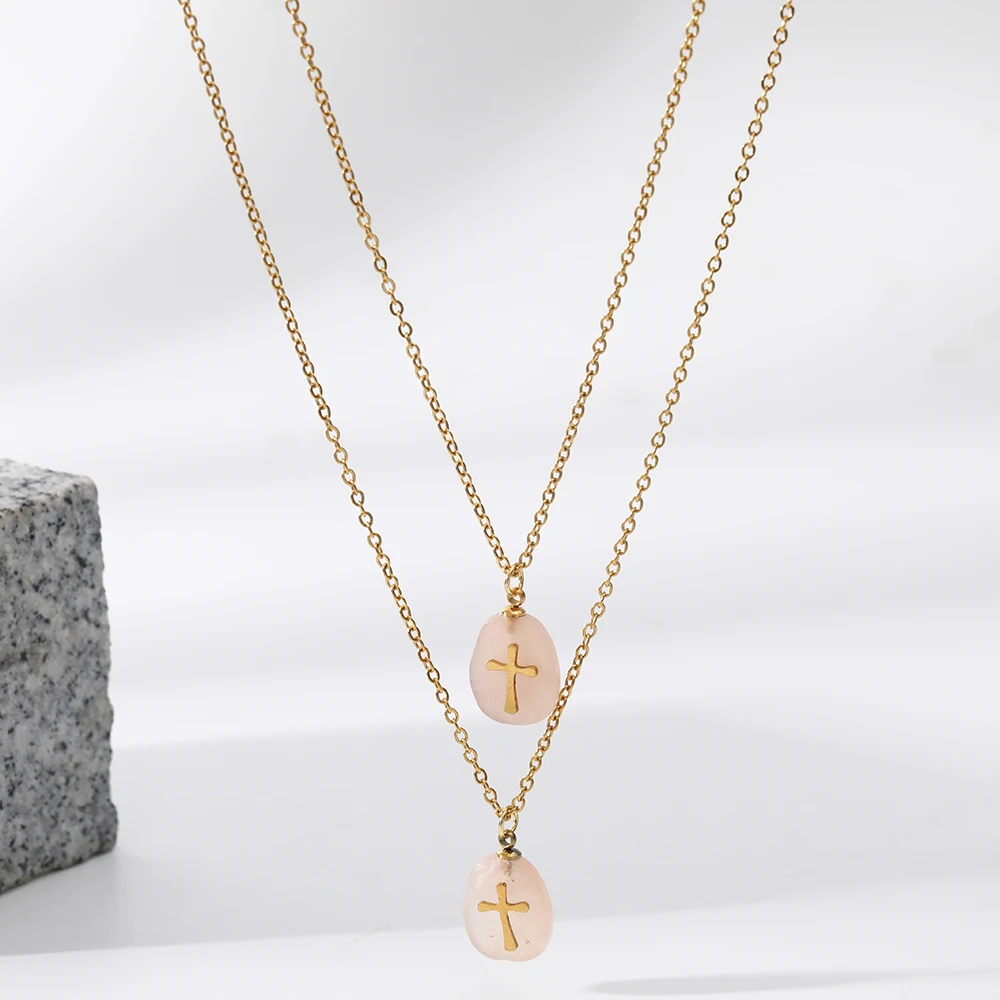 Cross Pendant Necklace Natural Stone Clavicle Chain Stainless Steel Drop Necklace for Women Trendy Lady Party Gifts Jewelry
Cross Pendant Necklace Natural Stone Clavicle Chain Stainless Steel Drop Necklace for Women Trendy Lady Party Gifts Jewelry