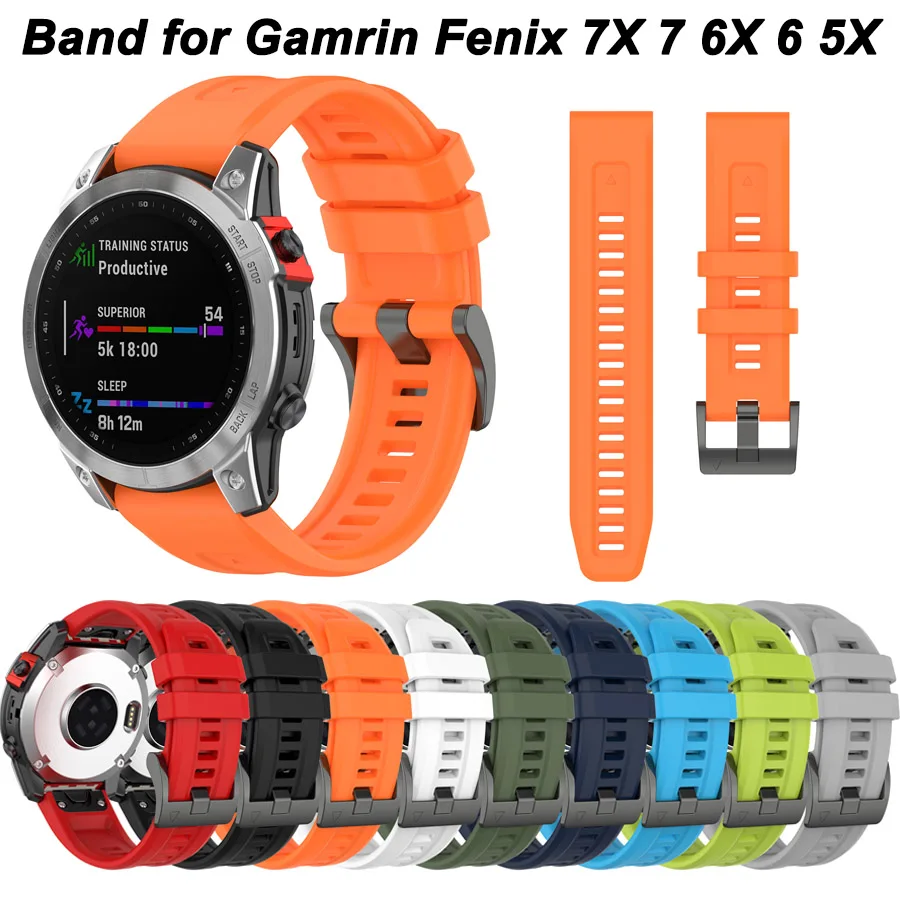 

22 26mm Watchband For Garmin Fenix 7 7X 6 6X 6S Pro 5 5X 3HR Smart Watch Silicone Band Quick Easyfit Wrist Strap Bracelet Correa