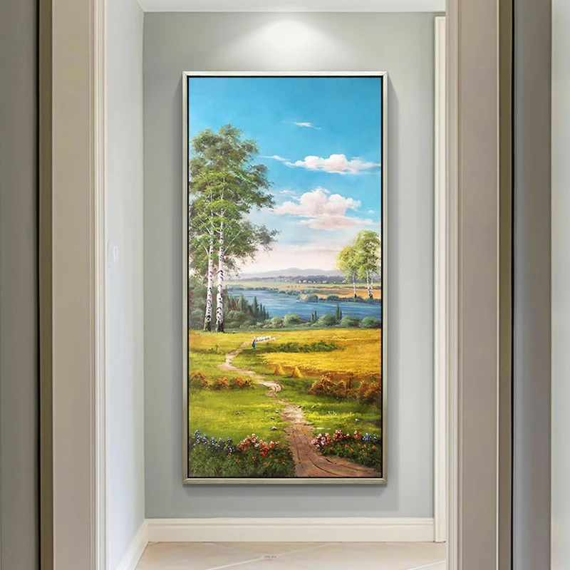Hand-painted Modern Light Luxury Porch Decorative Painting Pastoral Landscape Painting American Corridor Aisle Oil Painting
Hand-painted Modern Light Luxury Porch Decorative Painting Pastoral Landscape Painting American Corridor Aisle Oil Painting