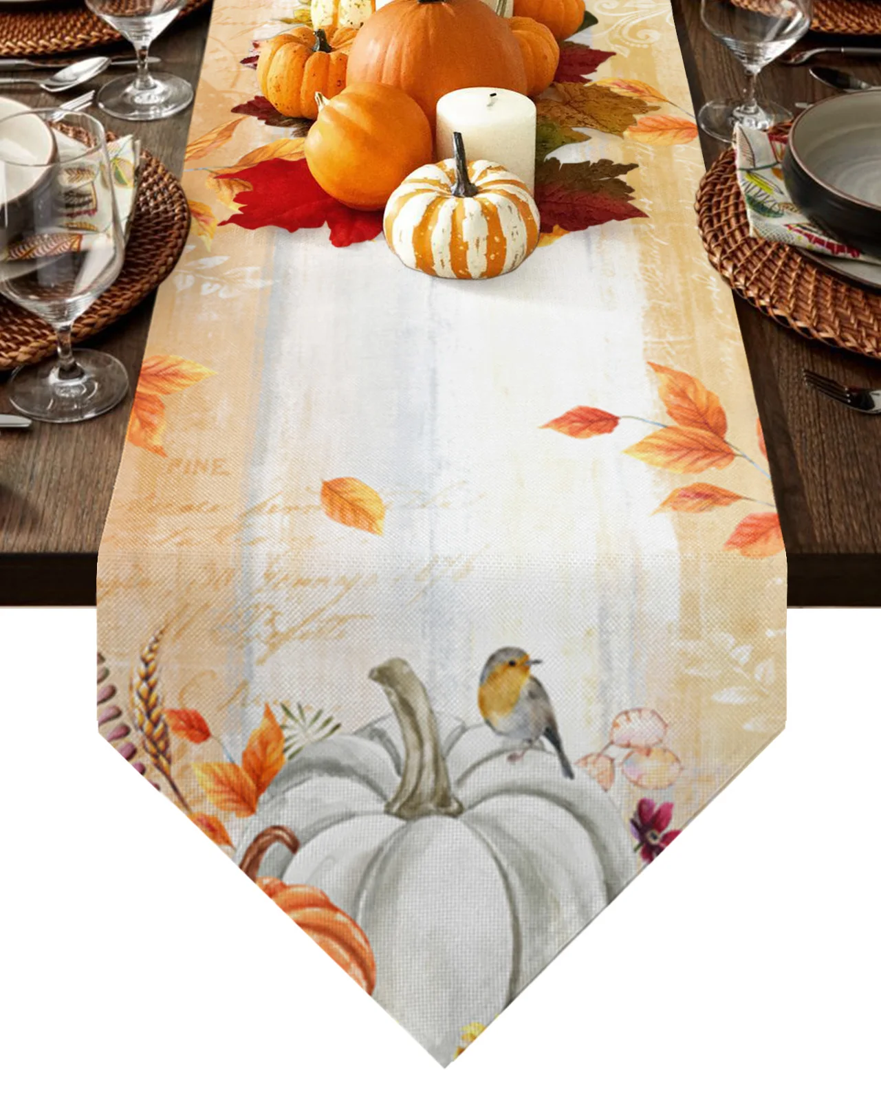 Thanksgiving Autumn White Pumpkin Table Runner Wedding Decor Tablecloth Holiday Party Home Dining Table Decoration 
Thanksgiving Autumn White Pumpkin Table Runner Wedding Decor Tablecloth Holiday Party Home Dining Table Decoration