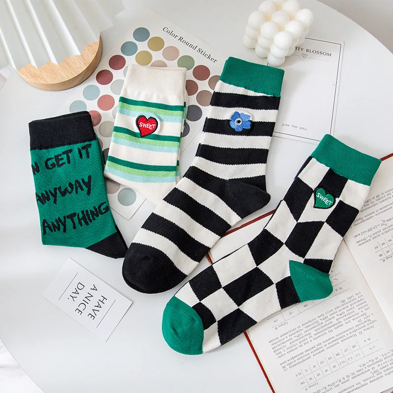 Striped Kawaii Sweet Socks Women's Academic Woman Clothes Cute Harajuku Simple Love Green Embroidery Japanese Cotton Underwear
Striped Kawaii Sweet Socks Women's Academic Woman Clothes Cute Harajuku Simple Love Green Embroidery Japanese Cotton Underwear