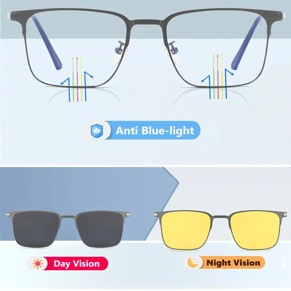 Night Vision Metal Computer Glasses Anti Blue Light Glasses Polarized with Magnet Clip On Sunglasses 3 In 1 Glasses
Night Vision Metal Computer Glasses Anti Blue Light Glasses Polarized with Magnet Clip On Sunglasses 3 In 1 Glasses