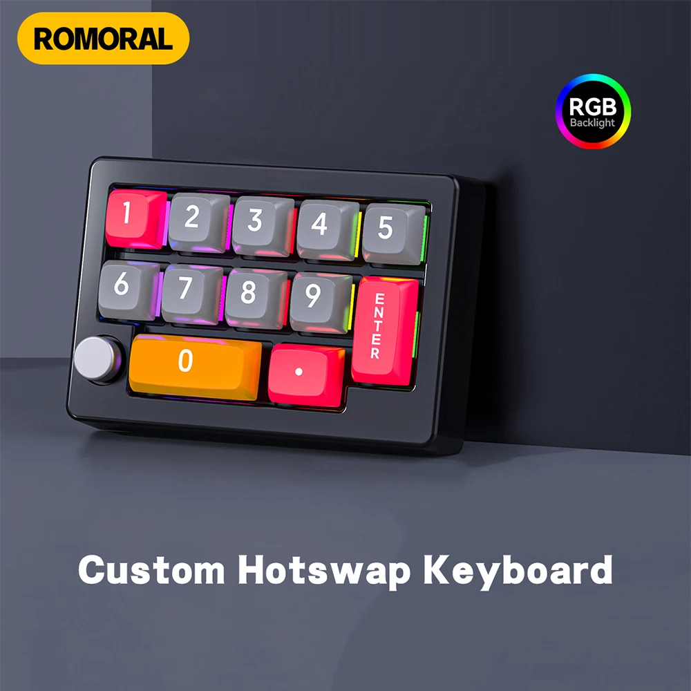 Механическая клавиатура для макросъемки, Игровые мини-клавиатуры RGB с программируемой ручкой, клавиатуры с красным переключателем, 13 клавиш для игр и офиса
Механическая клавиатура для макросъемки, Игровые мини-клавиатуры RGB с программируемой ручкой, клавиатуры с красным переключателем, 13 клавиш для игр и офиса