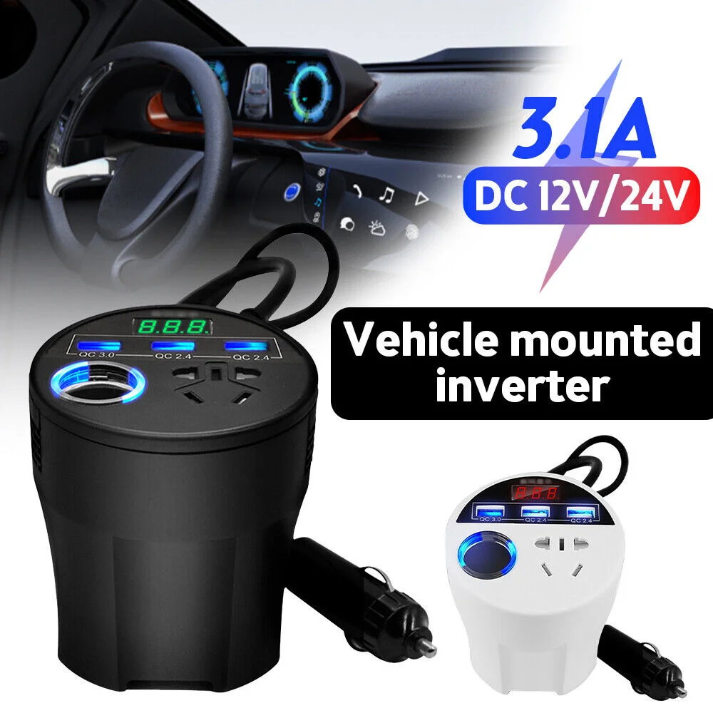 Car Power Inverter 24V 12v 220v 120W Led Display 3 USB Ports + Cigarette Lighter QC3.0 inversor 12 v 220 v fonte automotiva
Car Power Inverter 24V 12v 220v 120W Led Display 3 USB Ports + Cigarette Lighter QC3.0 inversor 12 v 220 v fonte automotiva