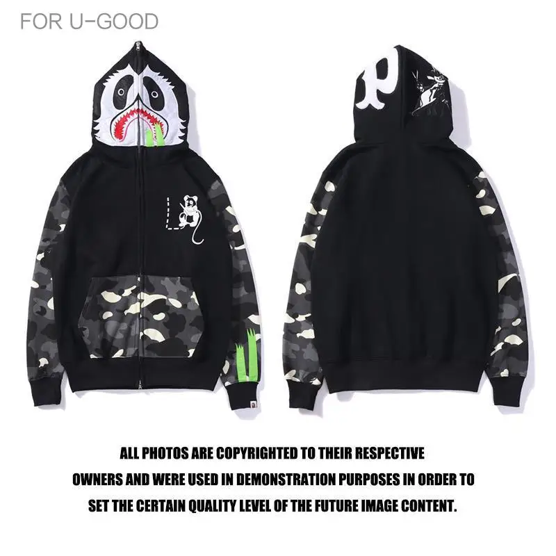 100%Cotton Tide Brand Bape Building Blocks Bear Joint Blue and Black Camouflage Stitching Shark Zipper Hooded Ear Sweater Jacket
100%Cotton Tide Brand Bape Building Blocks Bear Joint Blue and Black Camouflage Stitching Shark Zipper Hooded Ear Sweater Jacket