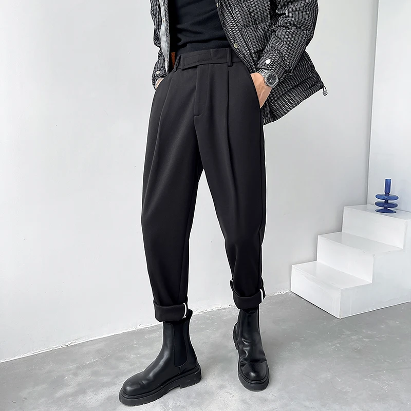Мужские шерстяные брюки-шаровары до щиколотки, повседневные винтажные брюки-карандаш свободного покроя в Корейском стиле, Осень-зима 2023
Мужские шерстяные брюки-шаровары до щиколотки, повседневные винтажные брюки-карандаш свободного покроя в Корейском стиле, Осень-зима 2023