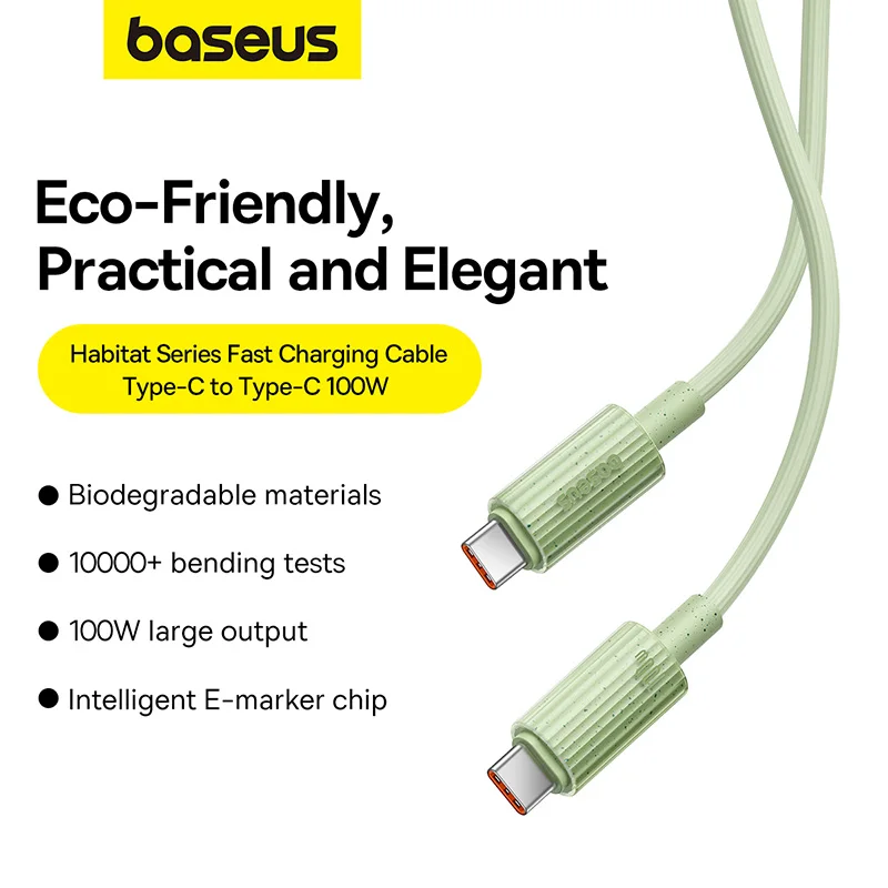 Baseus Eco-friendly 100W USB C To Type C Cable Fast Charging Charger Cord USB-C Type-C Cable For Macbook Samsung Xiaomi POCO
Baseus Eco-friendly 100W USB C To Type C Cable Fast Charging Charger Cord USB-C Type-C Cable For Macbook Samsung Xiaomi POCO