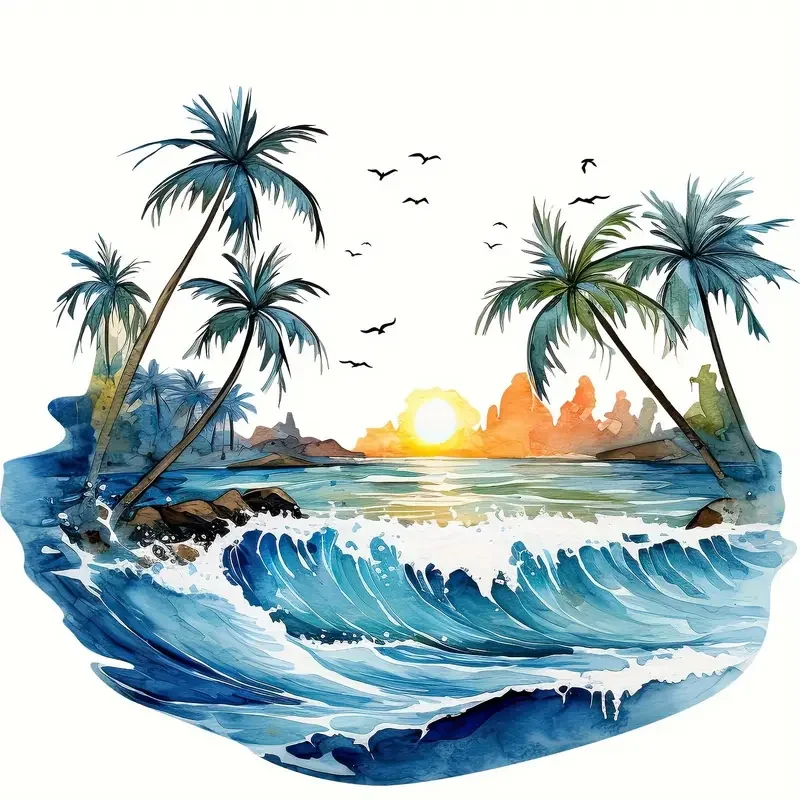 Набор самоклеящихся наклеек для унитаза с кокосовыми пальмами 
Набор самоклеящихся наклеек для унитаза с кокосовыми пальмами