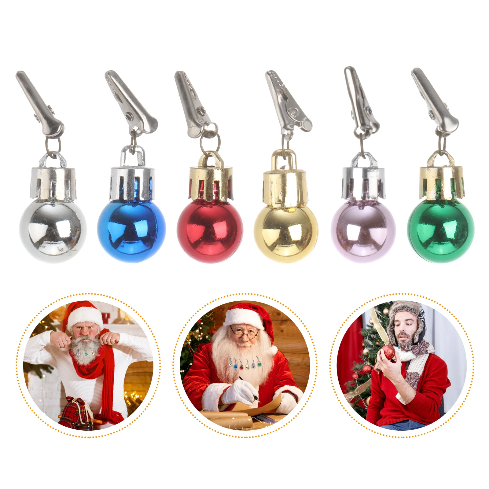 

24pcs Christmas Beard Bell Clip Men Beard Decoration Colorful Hair Baubles Santa Beard Hair Ornaments (Mixed Color)