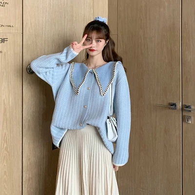 ALadies sweater loose contrast color big lapel plaid single-breasted long-sleeved knitted sweater cardigan women
ALadies sweater loose contrast color big lapel plaid single-breasted long-sleeved knitted sweater cardigan women
