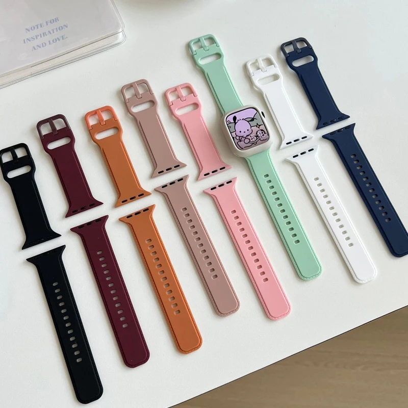 

case+Silicone Strap For Apple Watch band 44mm 45mm 41mm 38mm 42mm 40mm bracelet iWatch serie 8 7 se 3 4 5 6 ultra 49mm watchband