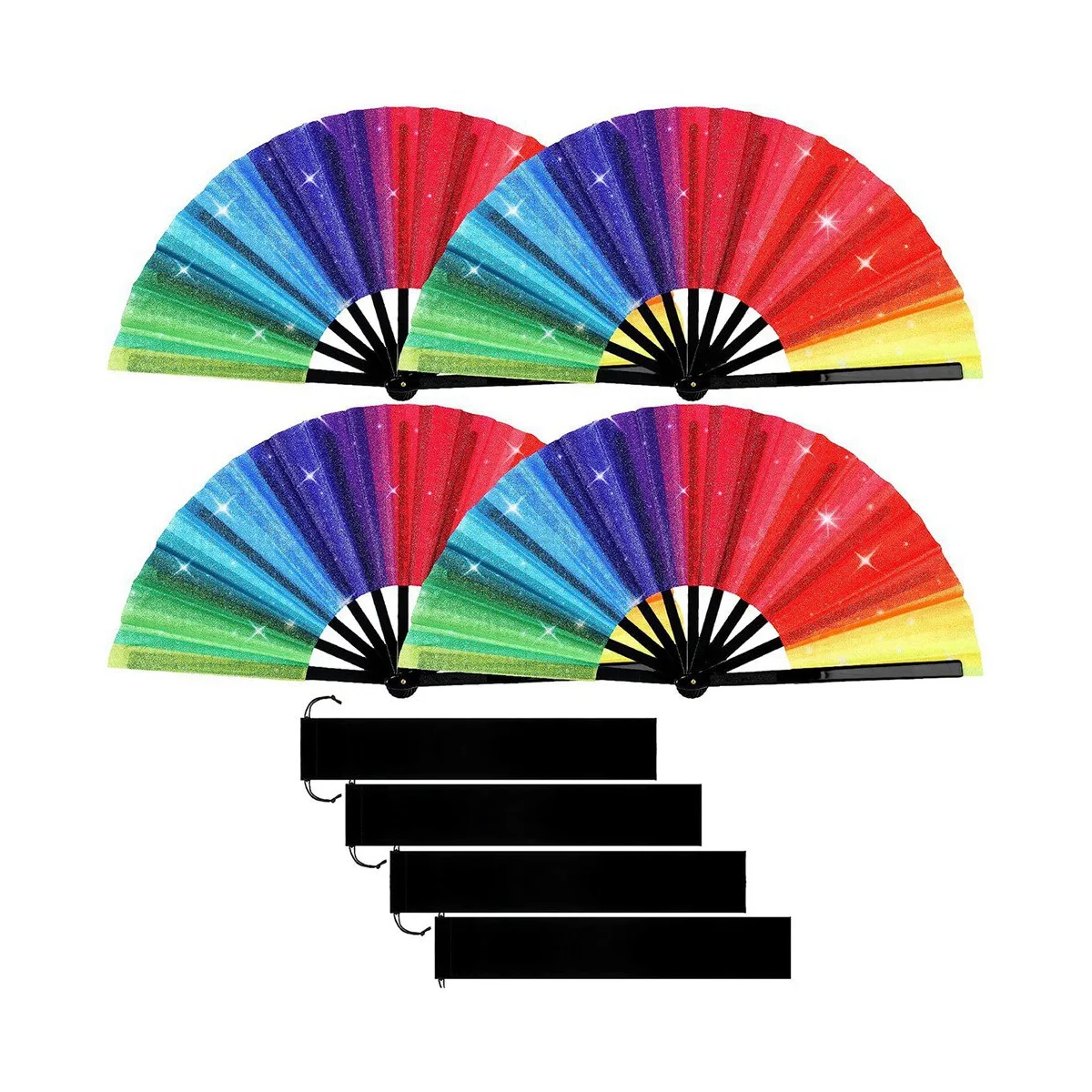 4Pcs Glitter Rainbow Hand Fan Handheld Fan Performance Dance Fan Chinese Festival Fan Decorative Folding Fan
4Pcs Glitter Rainbow Hand Fan Handheld Fan Performance Dance Fan Chinese Festival Fan Decorative Folding Fan