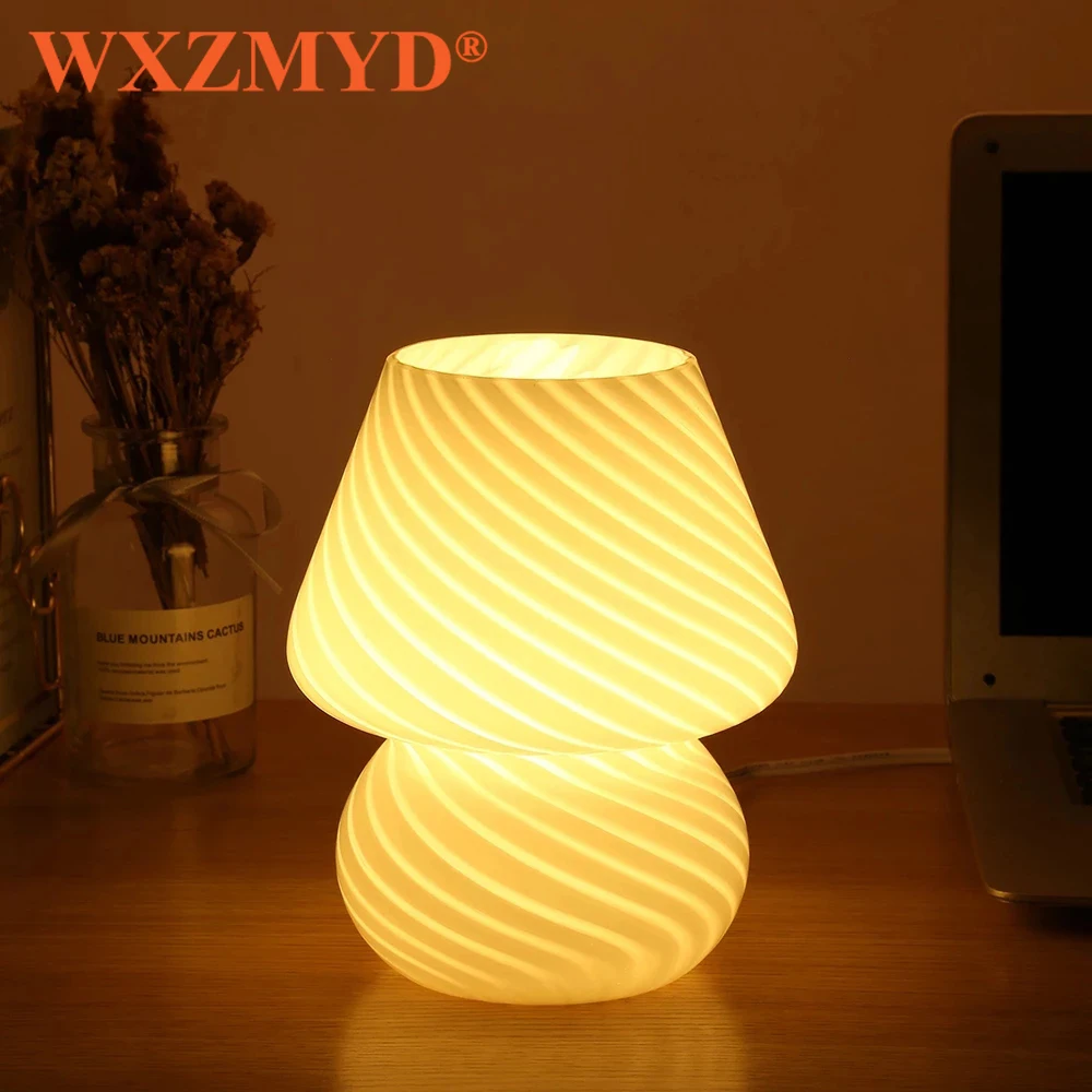 Glass LED Desk Lamp For Bedroom Bedside Korean Ins Style Striped Mushroom Table Lamp Decor Cute Glass Translucent Bedside Lamp
Glass LED Desk Lamp For Bedroom Bedside Korean Ins Style Striped Mushroom Table Lamp Decor Cute Glass Translucent Bedside Lamp