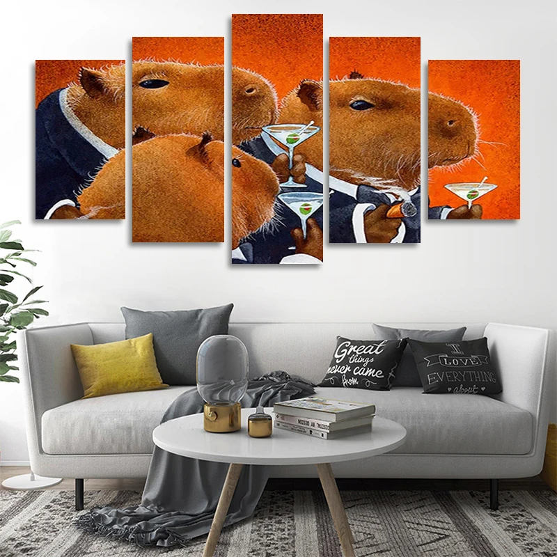 5 Pcs The Capybara Club Canvas Painting Abstract Animals Poster and Prints Modern Wall Art Pictures for Living Room Home Decor c
5 Pcs The Capybara Club Canvas Painting Abstract Animals Poster and Prints Modern Wall Art Pictures for Living Room Home Decor c