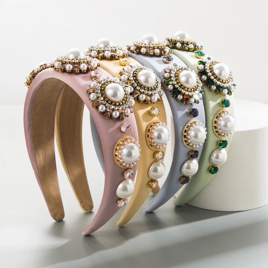 Женский ободок для волос Rhinstone, однотонная тканевая повязка на голову с жемчужинами и кристаллами, аксессуар для волос 
Женский ободок для волос Rhinstone, однотонная тканевая повязка на голову с жемчужинами и кристаллами, аксессуар для волос