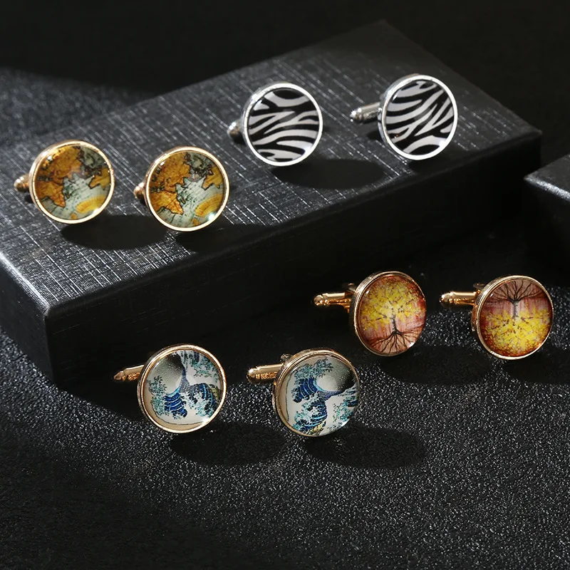New Creative Fashion Round Stripe Time Gem Cufflinks Tree of Life World Map Cufflinks
New Creative Fashion Round Stripe Time Gem Cufflinks Tree of Life World Map Cufflinks