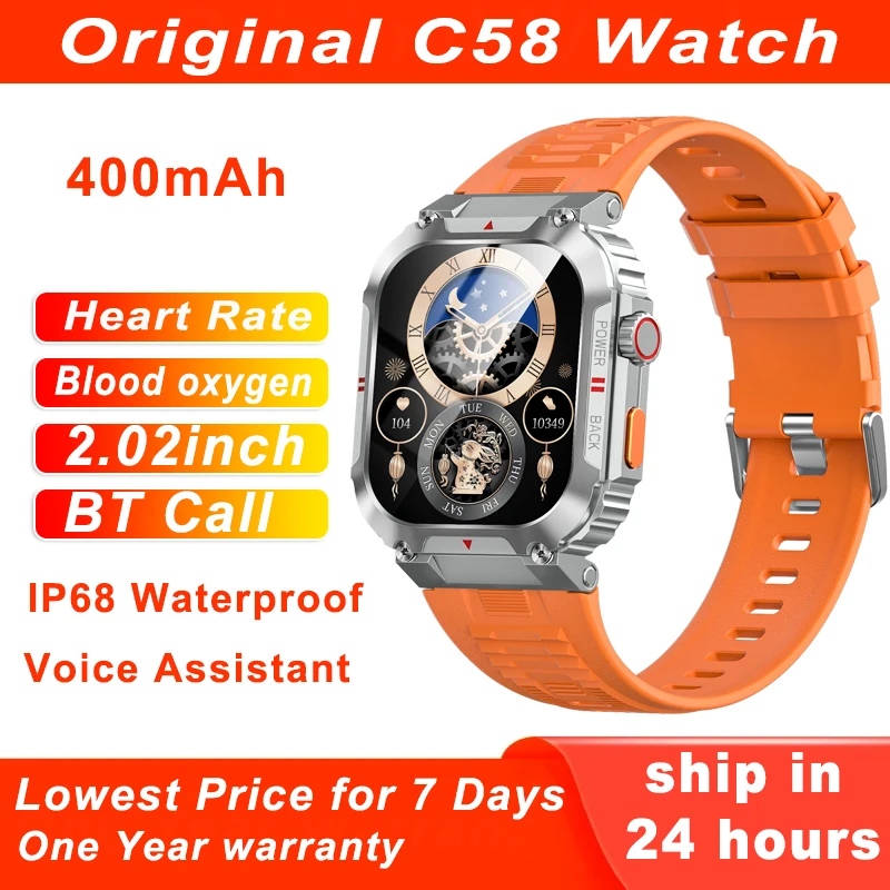 C58 Smart Watch Men BT Call 2.02'' Screen Outdoor Sport Fitness Tracker 400mAh Battery Heart Rate Health Monitor Smartwatch
C58 Smart Watch Men BT Call 2.02'' Screen Outdoor Sport Fitness Tracker 400mAh Battery Heart Rate Health Monitor Smartwatch