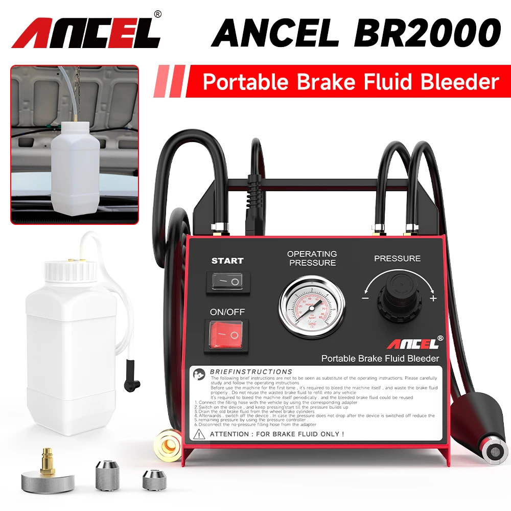 ANCEL BR2000 Car Gearbox Brake Fluid Bleeder Built-in Pressure Pump Vaccum Oil Exchange Machine Pressure Gauge
ANCEL BR2000 Car Gearbox Brake Fluid Bleeder Built-in Pressure Pump Vaccum Oil Exchange Machine Pressure Gauge