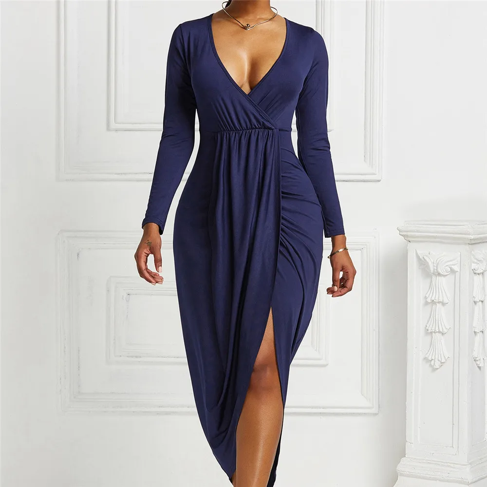 Women's Dress Solid Color New Sexy Slit Tight-fitting Long-sleeved V-neck Dress Spring New Fashion 2022 Party Dresses Female
Women's Dress Solid Color New Sexy Slit Tight-fitting Long-sleeved V-neck Dress Spring New Fashion 2022 Party Dresses Female