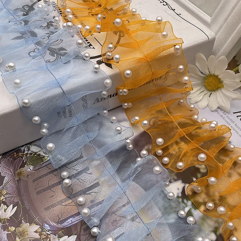 10 yards Bead Floral Pleated Flower Embroider Lace Trim Fabric Wedding Dress Trouser Leg Wrist Sewing Clothing Accessories 6.5cm
10 yards Bead Floral Pleated Flower Embroider Lace Trim Fabric Wedding Dress Trouser Leg Wrist Sewing Clothing Accessories 6.5cm