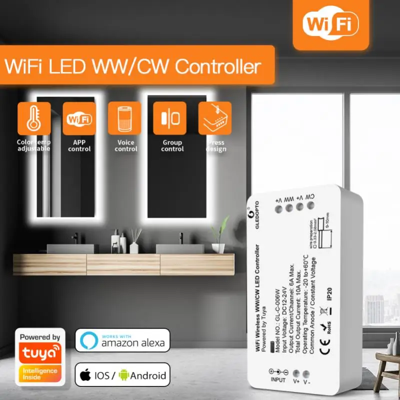 Tuya Wifi LED Dimmer 12V 24V 36V DC 2.4G RF Wireless Remote Dimming Switch 2CH*5A WW CW CCT Controller WT1 Dimmer for Alexa
Tuya Wifi LED Dimmer 12V 24V 36V DC 2.4G RF Wireless Remote Dimming Switch 2CH*5A WW CW CCT Controller WT1 Dimmer for Alexa