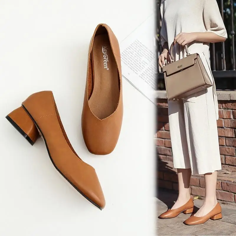 10Store2 pcs Woman Chunky Soft Female Shallow Mouth Korean Style Versatile Vintage Semi-high Heeled Spring lykj-yx 
10Store2 pcs Woman Chunky Soft Female Shallow Mouth Korean Style Versatile Vintage Semi-high Heeled Spring lykj-yx