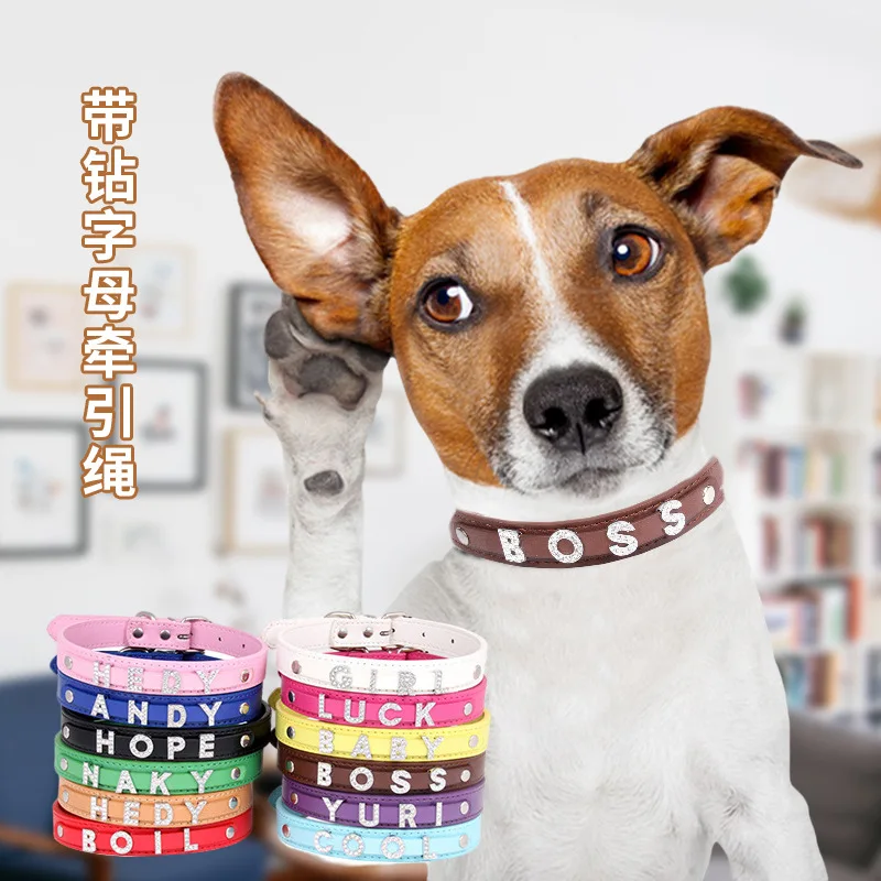 With Drill Letter Traction Rope Collar Collar Pet Supplies DIY Pet Accessories PU Leather Dog Cat Collar
With Drill Letter Traction Rope Collar Collar Pet Supplies DIY Pet Accessories PU Leather Dog Cat Collar