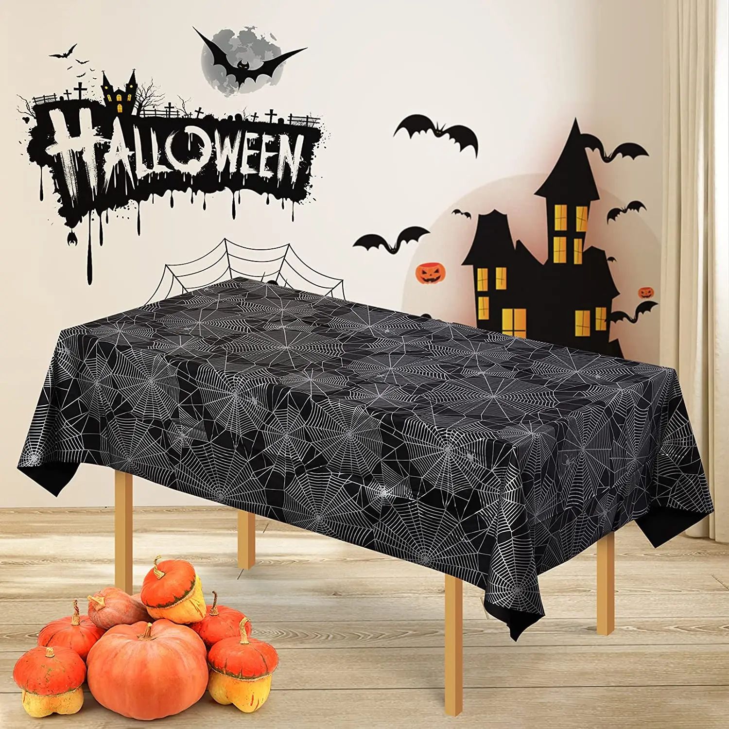 Halloween Linen Rectangular Tablecloth for Table Party Decoration Black Spider Web Pattern Anti-stain Dining Table Tablecloth
Halloween Linen Rectangular Tablecloth for Table Party Decoration Black Spider Web Pattern Anti-stain Dining Table Tablecloth