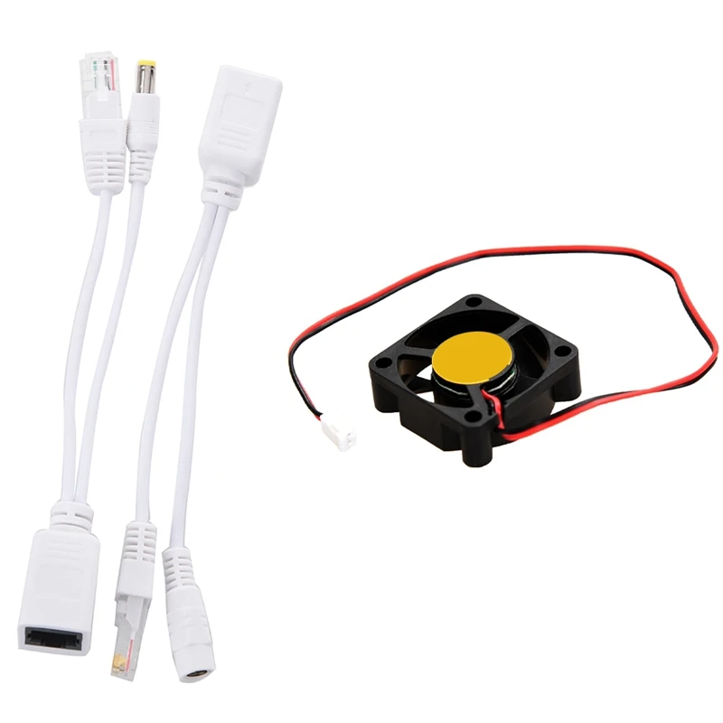 

Passive Power Over Ethernet Poe Adapter Injector + Splitter Kit With 3010S 12V 0.06A Brushless DC Cooling Fan