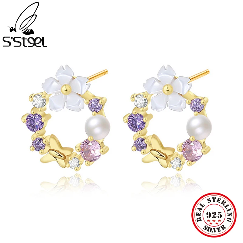 S'STEEL Real 925 Silver Butterfly Wreath Studs Earrings For Girls Korean Designer Piercing Earing Dating 2022 Trend Fine Jewelry
S'STEEL Real 925 Silver Butterfly Wreath Studs Earrings For Girls Korean Designer Piercing Earing Dating 2022 Trend Fine Jewelry