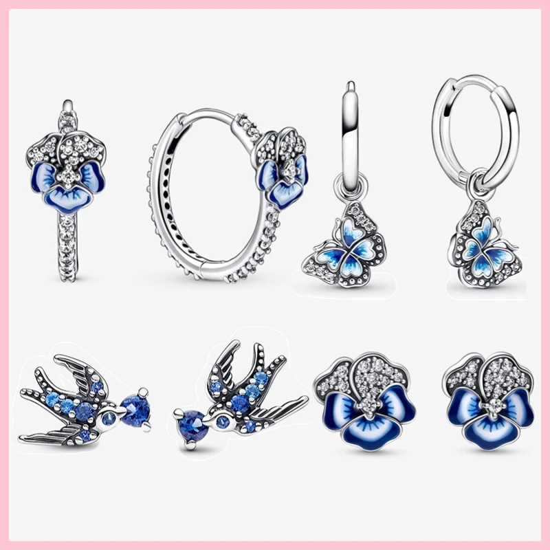 2023 Spring Brand New Blue Sparkling Pansy Flower Butterfly Swallow Stud Earrings 925 Sterling Silver Fashion Jewelry For Women
2023 Spring Brand New Blue Sparkling Pansy Flower Butterfly Swallow Stud Earrings 925 Sterling Silver Fashion Jewelry For Women