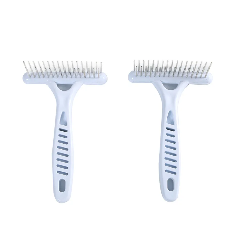 Pet double tooth white plastic handle high and low tooth pet open knot comb rake comb Cat dog universal comb
Pet double tooth white plastic handle high and low tooth pet open knot comb rake comb Cat dog universal comb