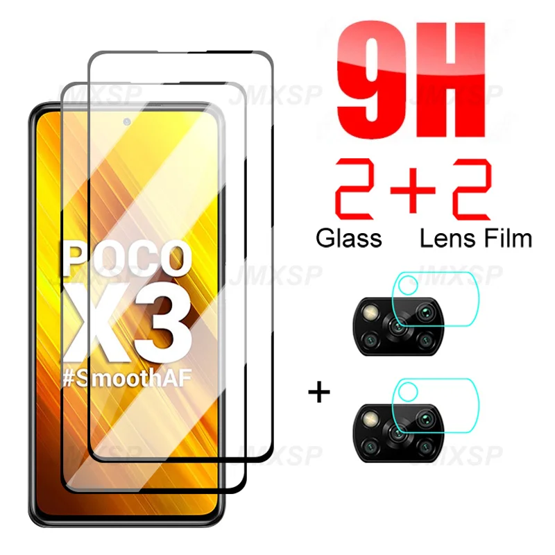 

Защитное стекло 4 в 1 для Xiaomi Poco X3 M3 M2 F2 M4 Pro, закаленное стекло для Xiaomi Poco X3 X4 NFC F3 GT F1 X2, пленка для объектива камеры