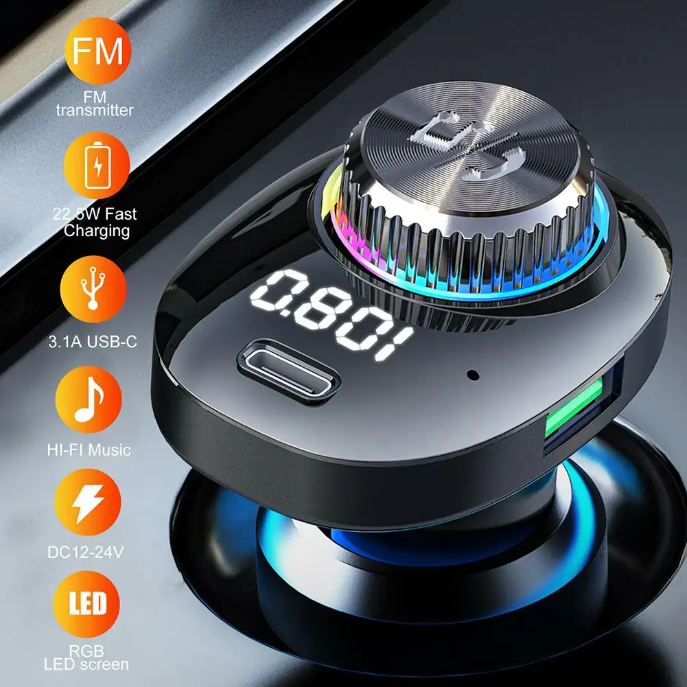 

Автомобильный адаптер Bluetooth-совместимый передатчик для автомобильного MP3-плеера FM-передатчик приемник Type-C USB гарнитура беспроводной автомо...