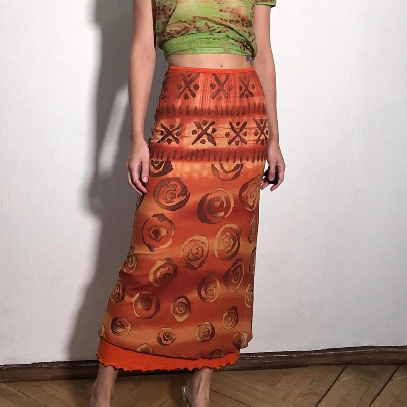 Vintage Print Fairycore Long Skirts y2k Kawaii Womens Mid Waist Faldas Fairycore Aesthetic Orange Skirts Streetwear
Vintage Print Fairycore Long Skirts y2k Kawaii Womens Mid Waist Faldas Fairycore Aesthetic Orange Skirts Streetwear